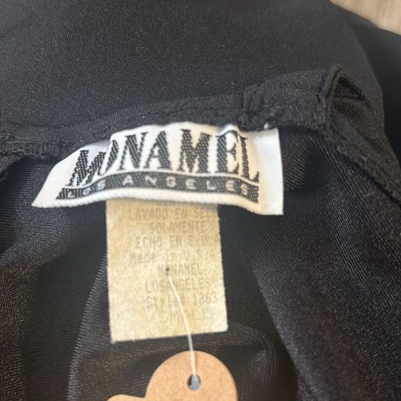 Monamel Vintage  Mini black dress  leather trim good condition   size small - Picture 6 of 6